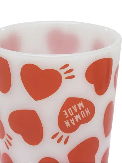 Human Made Heart-print Glass Tumbler In Orange