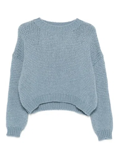 Roberto Collina Round-neck Knitted Sweater In Blue