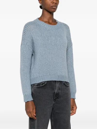 Roberto Collina Round-neck Knitted Sweater In Blue