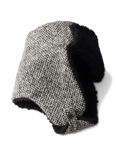 Prada Tweed Trapper Hat In Black