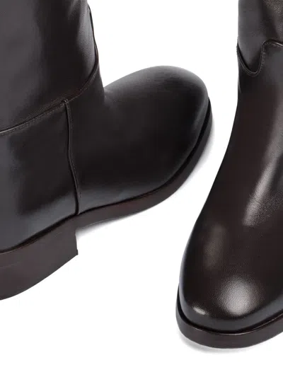 Le Silla Fold-over Leather Boots In Black