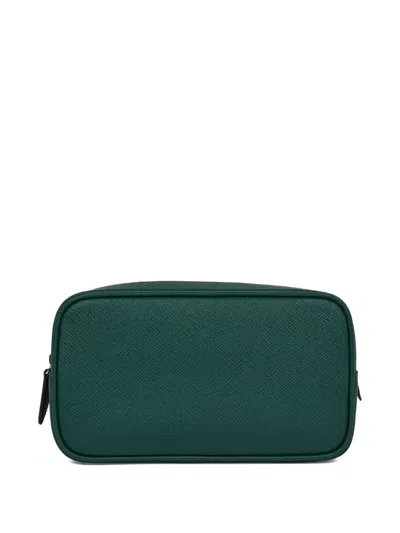 Smythson Double-zip Panama Wash Bag In Green