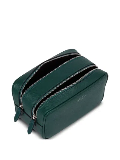 Smythson Double-zip Panama Wash Bag In Green