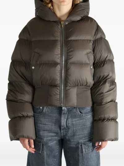 Rick Owens Hooded Puffer Jacket In Gray