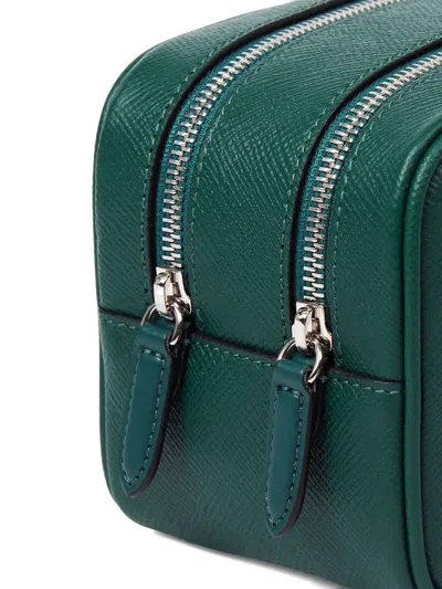Smythson Double-zip Panama Wash Bag In Green
