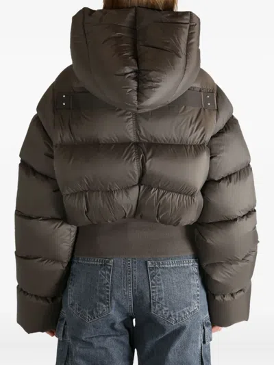 Rick Owens Hooded Puffer Jacket In Gray