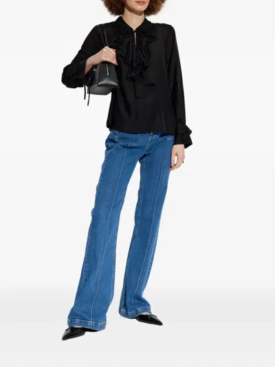 Munthe Ruffled-cuff Blouse In Black
