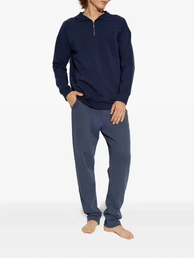 Hanro Zip-up Sweatshirt In Blue