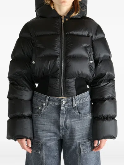 Rick Owens Down Jacket With Hood In Black