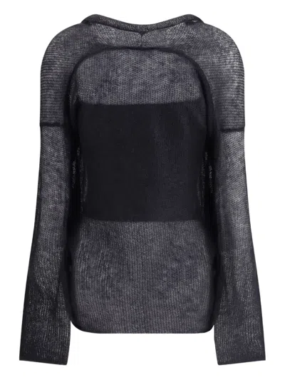Giorgio Armani Women Double-breasted Cardigan And Top In A Wool And Mohair Blend Twin-set In Black