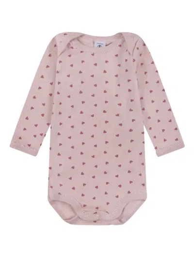 Petit Bateau Heart-print Long-sleeve Bodysuit (pack Of Five) In Blue