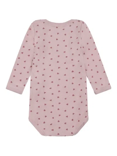 Petit Bateau Heart-print Long-sleeve Bodysuit (pack Of Five) In Blue