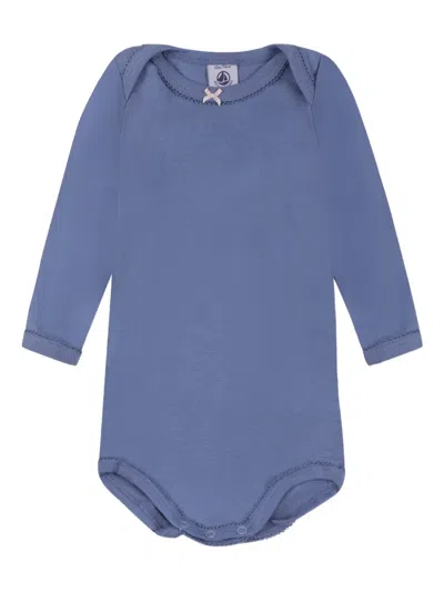 Petit Bateau Heart-print Long-sleeve Bodysuit (pack Of Five) In Blue