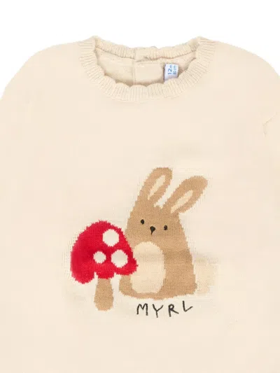 Mayoral Rabbit-intarsia Sweater In Neutral