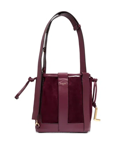 Lancel Elles Leather-trimmed Suede Bucket Bag In Red