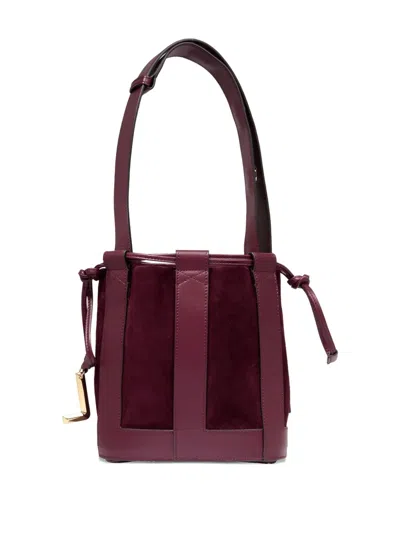 Lancel Elles Leather-trimmed Suede Bucket Bag In Red