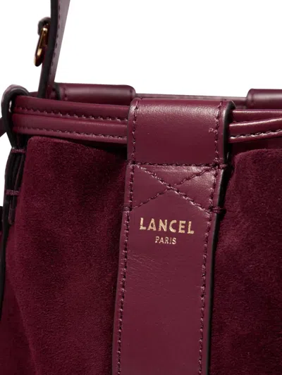 Lancel Elles Leather-trimmed Suede Bucket Bag In Red