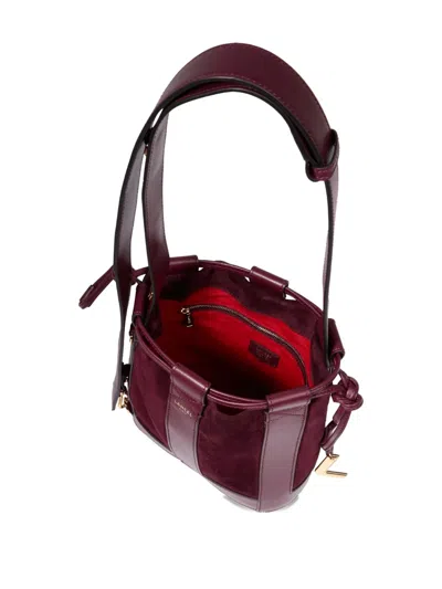 Lancel Elles Leather-trimmed Suede Bucket Bag In Red