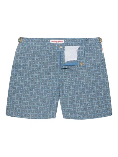 Orlebar Brown Bulldog Solstice Geometric-pattern Swim Shorts In Gray