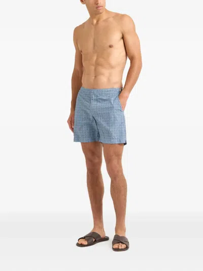 Orlebar Brown Bulldog Solstice Geometric-pattern Swim Shorts In Gray