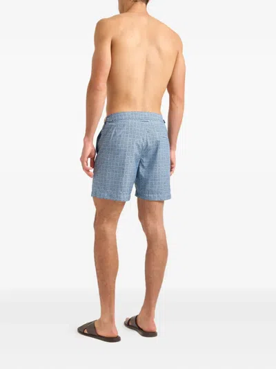 Orlebar Brown Bulldog Solstice Geometric-pattern Swim Shorts In Gray