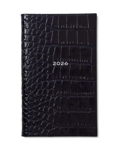 Smythson Croc-embossed Mara Leather Panama 2026 Diary In Black