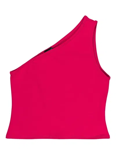 Callipygian One Shoulder Red Tank Tops In Pink