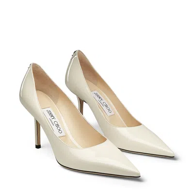 Jimmy Choo Milk Patent Leather Love 85 Pumps With Pointed Toe Design In Neutral