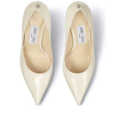 Jimmy Choo Milk Patent Leather Love 85 Pumps With Pointed Toe Design In Neutral