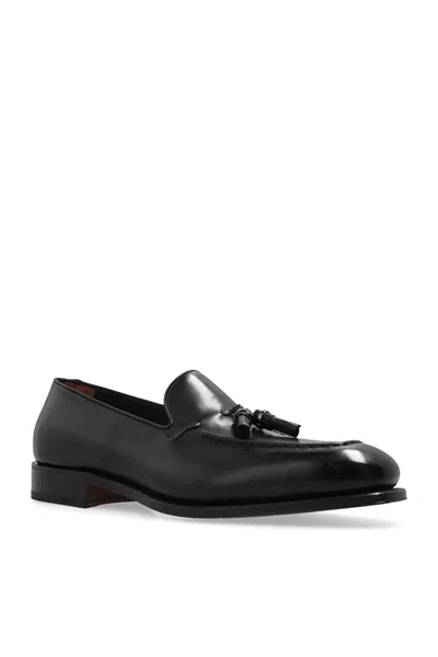 Ferragamo Almond-toe Tassel Loafers In Black