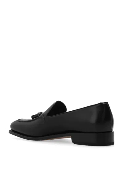 Ferragamo Almond-toe Tassel Loafers In Black