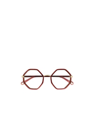 Chloé Geometric Frame Glasses In Brown