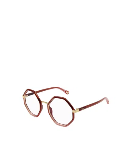Chloé Geometric Frame Glasses In Brown
