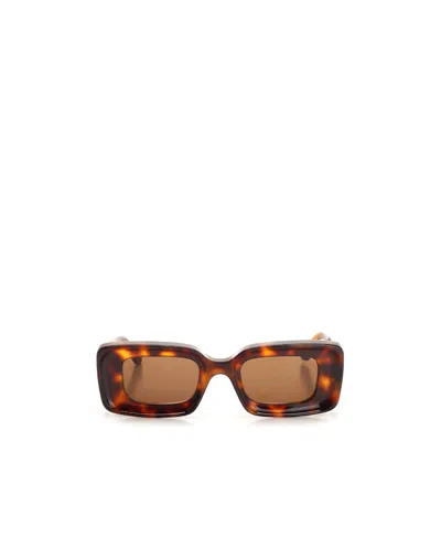 Loewe Chunky Anagram 46mm Rectangular Sunglasses In Brown