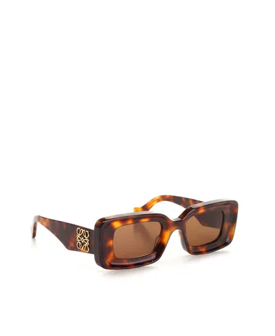 Loewe Chunky Anagram 46mm Rectangular Sunglasses In Brown