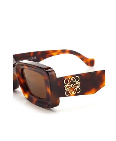 Loewe Chunky Anagram 46mm Rectangular Sunglasses In Brown
