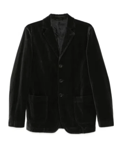 Aspesi Velvet Lapel Blazer In Black