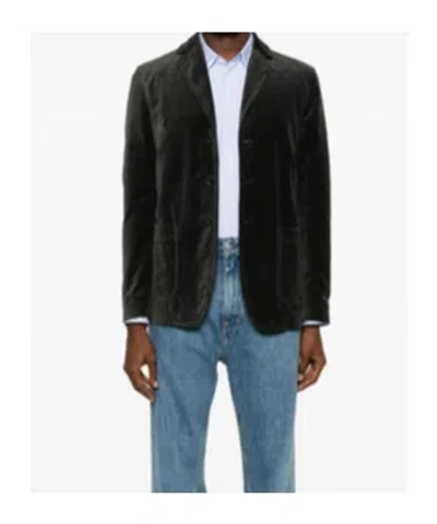 Aspesi Velvet Lapel Blazer In Black