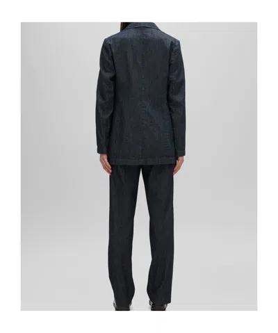 Aspesi Single-breasted Denim Blazer In Blue