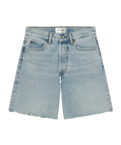 Frame High Waist Denim Shorts In Blue