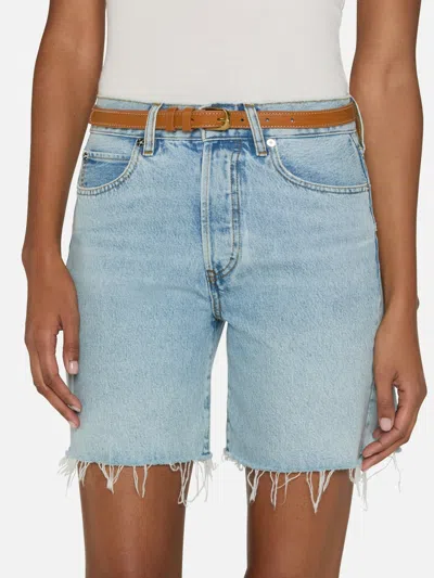 Frame High Waist Denim Shorts In Blue