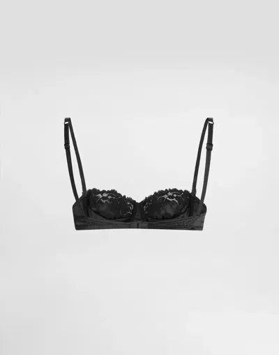 Dolce & Gabbana Silk Bra With Adjustable Shoulder Straps In Black