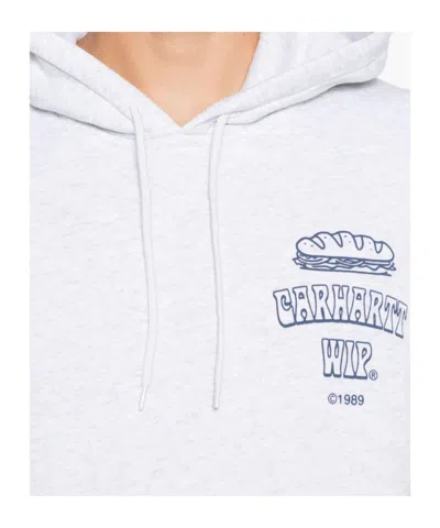 Carhartt Logo Cotton Hoodie With Drawstring Hood In Gray