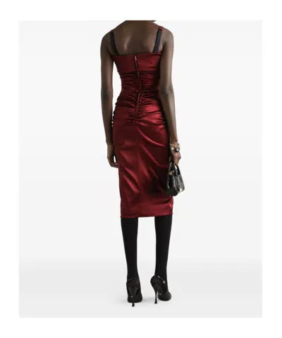 Dolce & Gabbana Satin Midi Dress Dolce E Gabbana In Red
