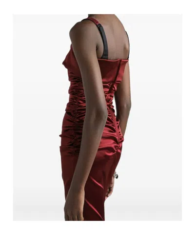 Dolce & Gabbana Satin Midi Dress Dolce E Gabbana In Red