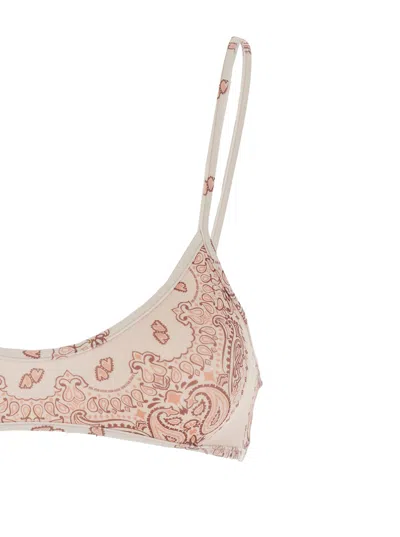 Attico Pink Bikini With Spaghetti Straps And All-over Print In Tech Fabric Stretch Woman In Burgundy