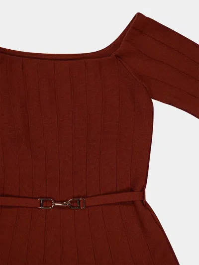 Gabriela Hearst Kurt Knit Pleated Maxi Dress In Burnt Sienna Merino Wool In Burgundy