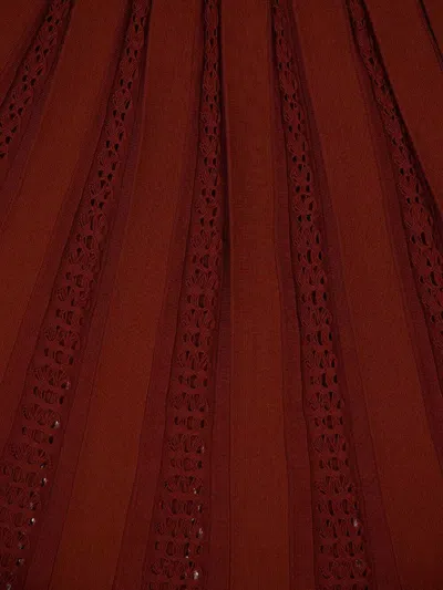 Gabriela Hearst Kurt Knit Pleated Maxi Dress In Burnt Sienna Merino Wool In Burgundy