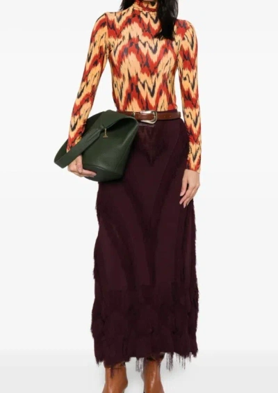 Ulla Johnson Aurelia Geometric Turtleneck Top In Brown