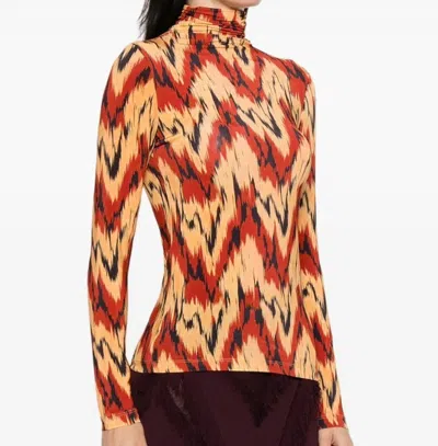 Ulla Johnson Aurelia Geometric Turtleneck Top In Brown
